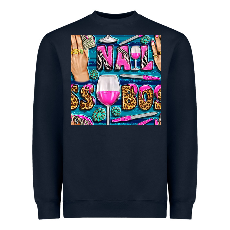 Nail Boss Money Hand And Wine With Gemstone Leopard And Zebra Seamless Heavyweight Sweatshirt by BundleAndBundleShop | Teevron