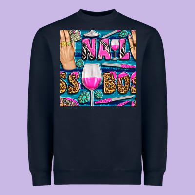 Nail Boss Money Hand And Wine With Gemstone Leopard And Zebra Seamless Heavyweight Sweatshirt Designed By Bundleandbundleshop
