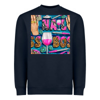 Navy nail boss money hand and wine with gemstone leopard and zebra seamless Heavyweight Sweatshirt - BundleAndBundleShop