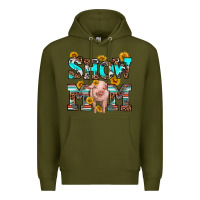 Army Green show mom pig Premium Hoodie - RanaPortraitStore