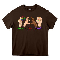 Chocolate Brown Peace Love Pride Heavy Core Tee - BundleAndBundleShop