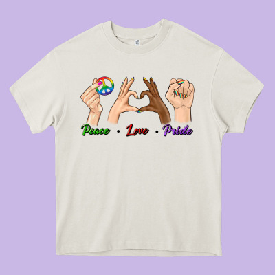 Peace Love Pride Heavy Core Tee Designed By Bundleandbundleshop