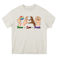 Cream Peace Love Pride Heavy Core Tee - BundleAndBundleShop