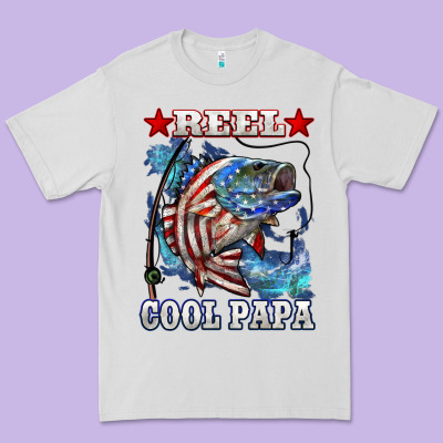 Reel Cool Papa American Flag Bass Fishing Premium Tee Designed By Lillyallendesigns