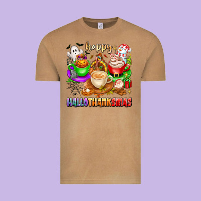 Happy Hallothanksmas Coffee Cups With Ghost Turkey Vintage Tee Designed By Texasbilliewilder