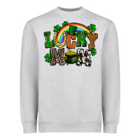 Heather Grey lucky mom St. Patricks Day Heavyweight Sweatshirt - FaDigitalArtStudio