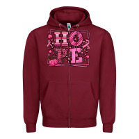 Burgundy Hope Breast Cancer Awareness Fall Zipper Hoodie - LillyAllenDesigns
