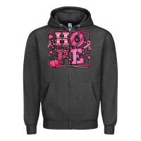 Charcoal Heather Hope Breast Cancer Awareness Fall Zipper Hoodie - LillyAllenDesigns