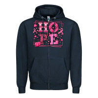 Navy Hope Breast Cancer Awareness Fall Zipper Hoodie - LillyAllenDesigns