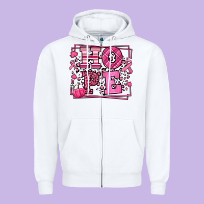 Hope Breast Cancer Awareness Fall Zipper Hoodie Designed By Lillyallendesigns