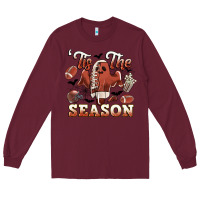 Burgundy tis the season football halloween Long Sleeve Tee - CowGirlArtShop