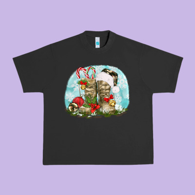 Army Boots Christmas Urban Heavy Tee Designed By Texasbilliewilder