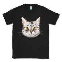Black American Shorthair Cat Face Classic Tee - LillyAllenDesigns