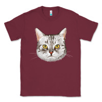 Burgundy American Shorthair Cat Face Classic Tee - LillyAllenDesigns