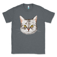 Charcoal Heather American Shorthair Cat Face Classic Tee - LillyAllenDesigns
