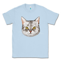 Dusty Blue American Shorthair Cat Face Classic Tee - LillyAllenDesigns