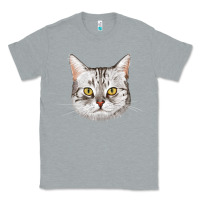 Heather Grey American Shorthair Cat Face Classic Tee - LillyAllenDesigns