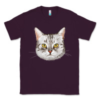 Plum American Shorthair Cat Face Classic Tee - LillyAllenDesigns