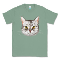 Sage American Shorthair Cat Face Classic Tee - LillyAllenDesigns