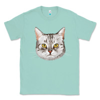 Seafoam American Shorthair Cat Face Classic Tee - LillyAllenDesigns
