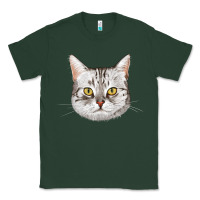 Sports Green American Shorthair Cat Face Classic Tee - LillyAllenDesigns