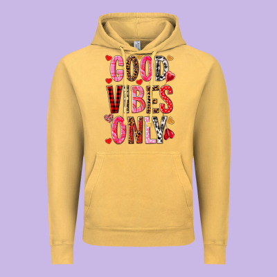 Good Vibes Only Valentine's Day Vintage Hoodie Designed By Howdyjamesfarm