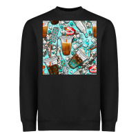 Black dentist coffee cups toothpaste and teeth with cowhide seamless pattern Heavyweight Sweatshirt - BundleAndBundleShop