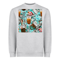 Heather Grey dentist coffee cups toothpaste and teeth with cowhide seamless pattern Heavyweight Sweatshirt - BundleAndBundleShop