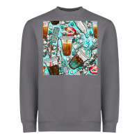 Storm dentist coffee cups toothpaste and teeth with cowhide seamless pattern Heavyweight Sweatshirt - BundleAndBundleShop