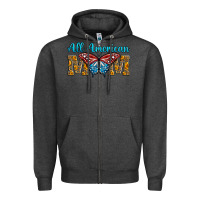 Charcoal Heather All American Mom Butterfly Zipper Hoodie - LillyAllenDesigns