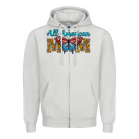 Dove Grey All American Mom Butterfly Zipper Hoodie - LillyAllenDesigns