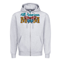 Heather Grey All American Mom Butterfly Zipper Hoodie - LillyAllenDesigns
