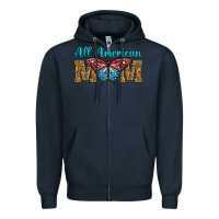 Navy All American Mom Butterfly Zipper Hoodie - LillyAllenDesigns