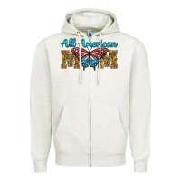 Oatmeal Heather All American Mom Butterfly Zipper Hoodie - LillyAllenDesigns