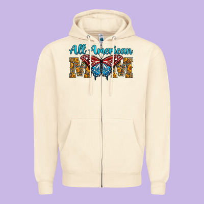 All American Mom Butterfly Zipper Hoodie Designed By Lillyallendesigns