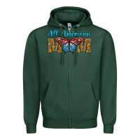 Sports Green All American Mom Butterfly Zipper Hoodie - LillyAllenDesigns