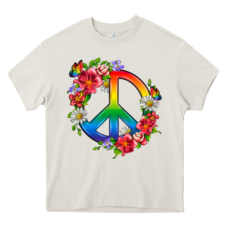 Peace Pride Lgbtq+ And Flowers Heavy Core Tee by BundleAndBundleShop | Teevron