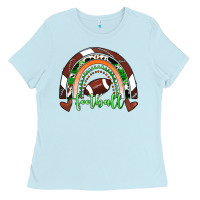Baby Blue Football Rainbow Ladies Tee - RanaPortraitStore