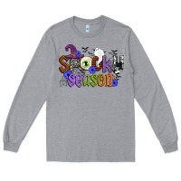 Heather Grey spooky season Long Sleeve Tee - CowGirlArtShop