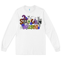 White spooky season Long Sleeve Tee - CowGirlArtShop