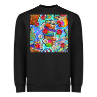 Black hippie coffee cups and flowers and peace seamless pattern bbs Heavyweight Sweatshirt - BundleAndBundleShop