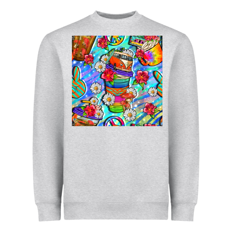Hippie Coffee Cups And Flowers And Peace Seamless Pattern Bbs Heavyweight Sweatshirt by BundleAndBundleShop | Teevron