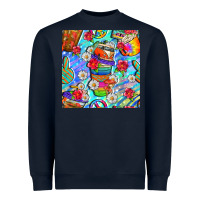 Navy hippie coffee cups and flowers and peace seamless pattern bbs Heavyweight Sweatshirt - BundleAndBundleShop