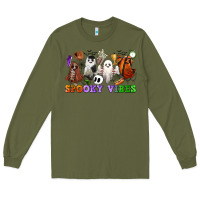Army Green spooky vibes sports ghosts Long Sleeve Tee - CowGirlArtShop