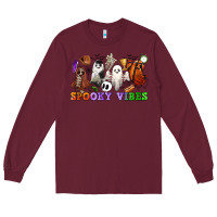 Burgundy spooky vibes sports ghosts Long Sleeve Tee - CowGirlArtShop