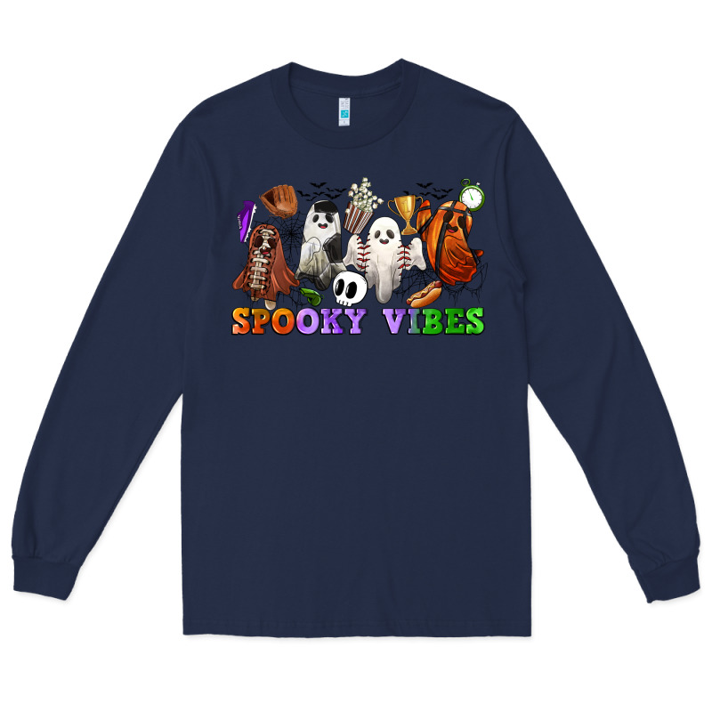 Spooky Vibes Sports Ghosts Long Sleeve Tee by CowGirlArtShop | Teevron