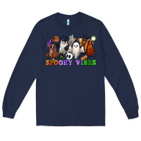 Navy spooky vibes sports ghosts Long Sleeve Tee - CowGirlArtShop