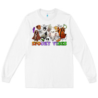 White spooky vibes sports ghosts Long Sleeve Tee - CowGirlArtShop
