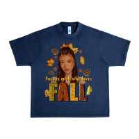 Navy Just a girl who loves Fall afro woman Urban Heavy Tee - NancyCooperArtShop