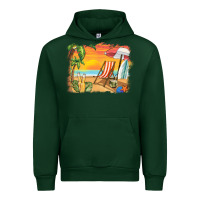 Forest Green sunset beach background Urban Hoodie - BarkalooDesign